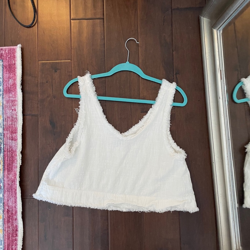 White linen tank top